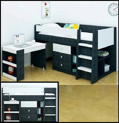 Reagan Cabin Bunk Bed Loft Desk Bookcase Cupboard White Two Tone