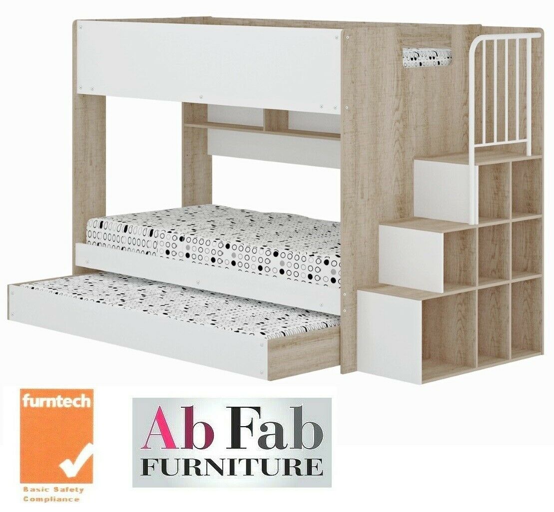 Alexis Single Single Bunk Bed Stairs Cupboard Trundle Bed Shelf