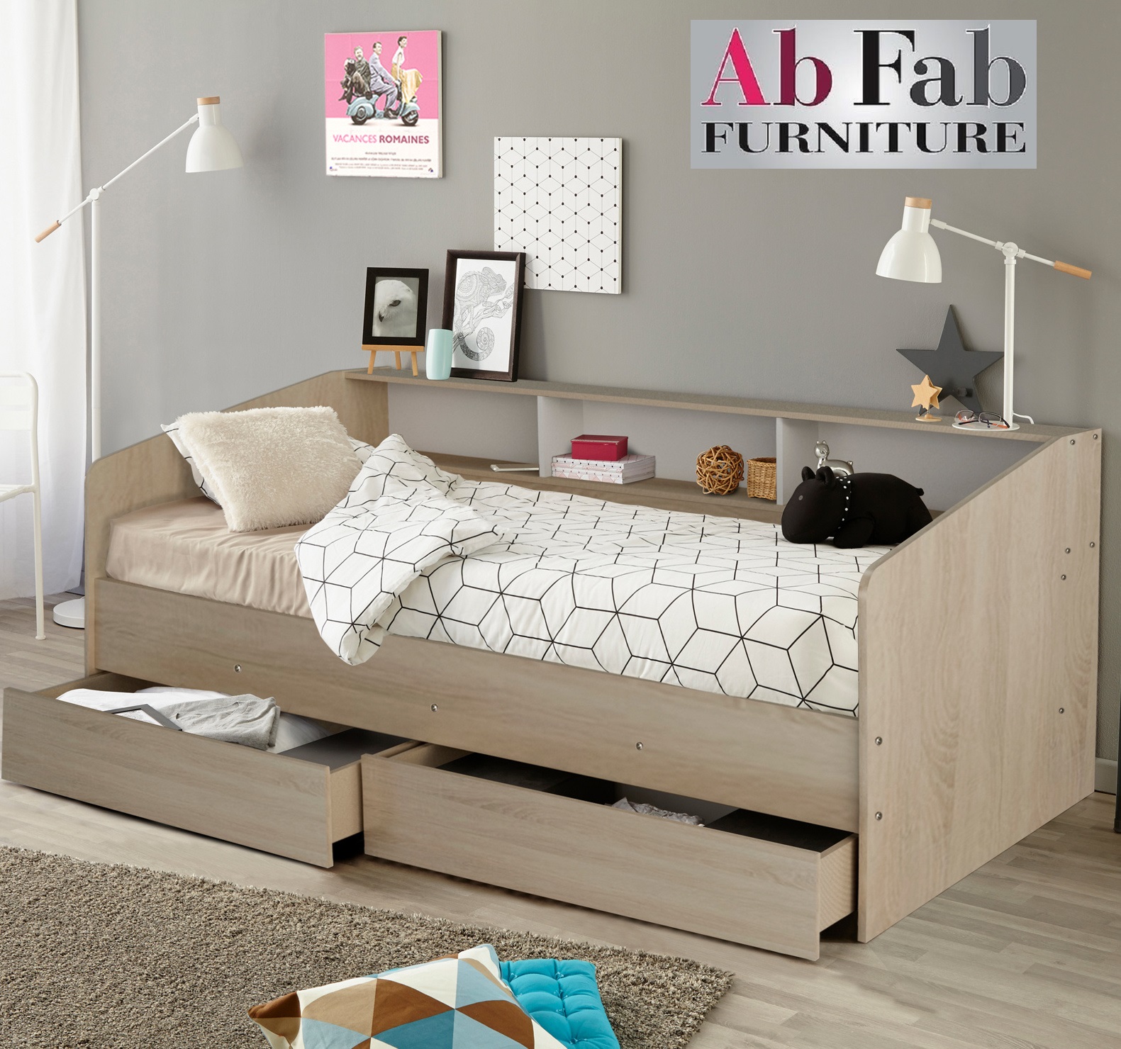 A SINGLE DAY BED BED FRAME – COZY STORAGE SOLUTION WITH DRAWERS IN