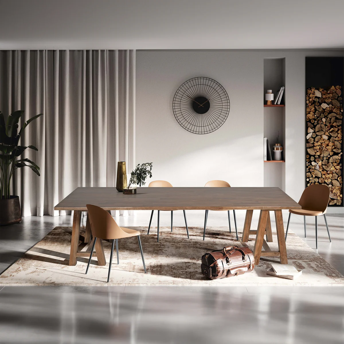 SANTA FE 280CM DINING TABLE-FRENCH GRY MANGOWOOD 3